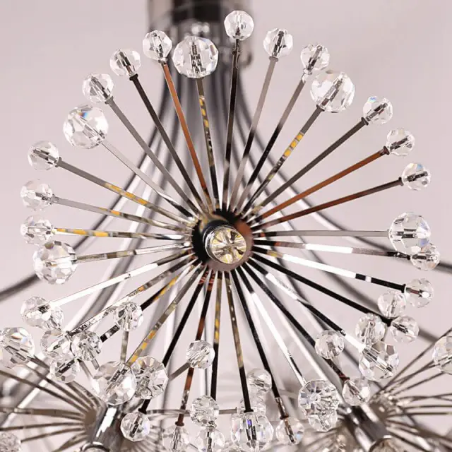 OOVOV Crystal Chandelier-Dandelion Crystal Pendant Lights Fixture for Bedroom Dining Table Living Room Hotel Store