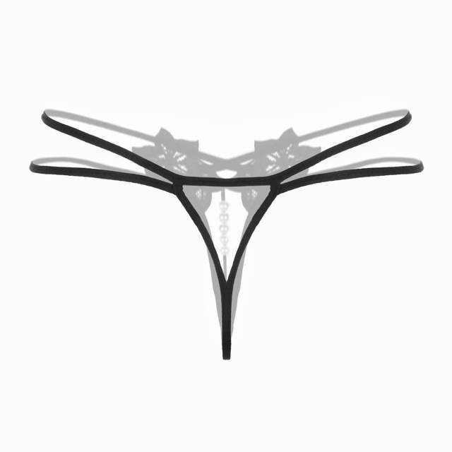 OOVOV Women Sexy Lingerie Hot Erotic Sexy Panties Open Crotch Imitation Pearl Massage Porn Lace Underwear Underpants Sex Wear Briefs,3 Pieces