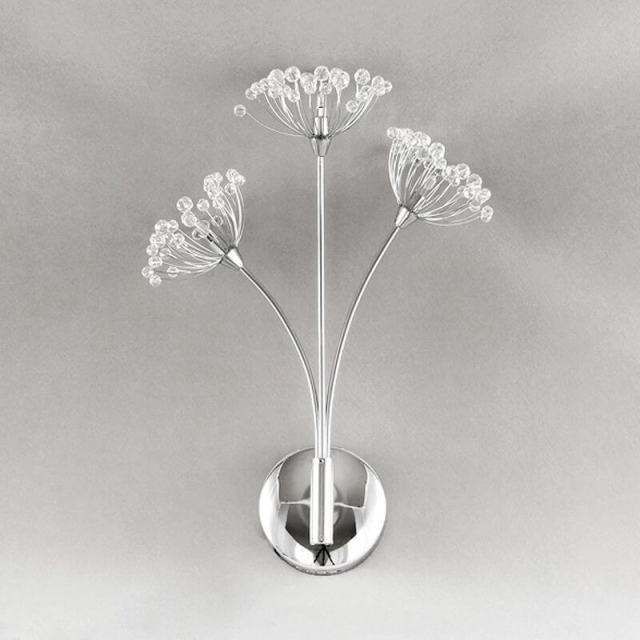 OOVOV Wall Lamp Crystal Dandelion Silver Wall Lights Sconce for Corridor Hallway Bedroom Kitchen Living Room G4 light base