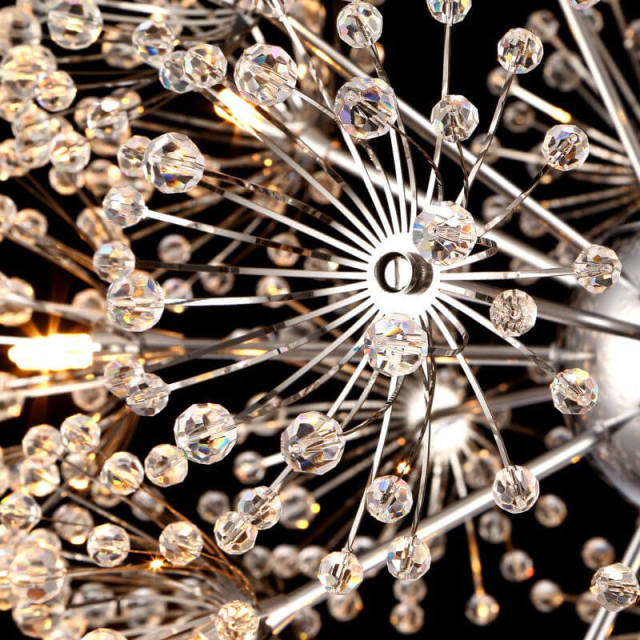 OOVOV Crystal Dandelion Chandelier 24 Heads G4 Crystal Firework Pendant Lighting For Living Room Bedroom Dining Room