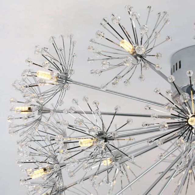 OOVOV Crystal Dandelion Ceiling Lamp Creative Childrens Room Dining Room Balcony Entrance Ceiling Light Fixtures 46cm G4