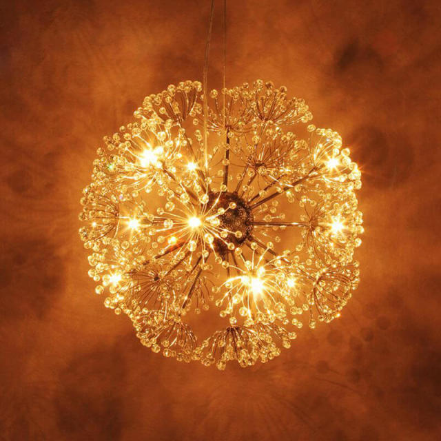 OOVOV Crystal Dandelion Chandelier 24 Heads G4 Crystal Firework Pendant Lighting For Living Room Bedroom Dining Room