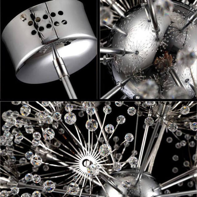 OOVOV Crystal Dandelion Chandelier 24 Heads G4 Crystal Firework Pendant Lighting For Living Room Bedroom Dining Room