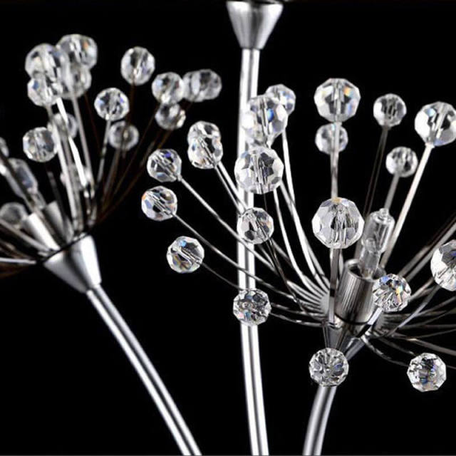 OOVOV Wall Lamp Crystal Dandelion Silver Wall Lights Sconce for Corridor Hallway Bedroom Kitchen Living Room G4 light base