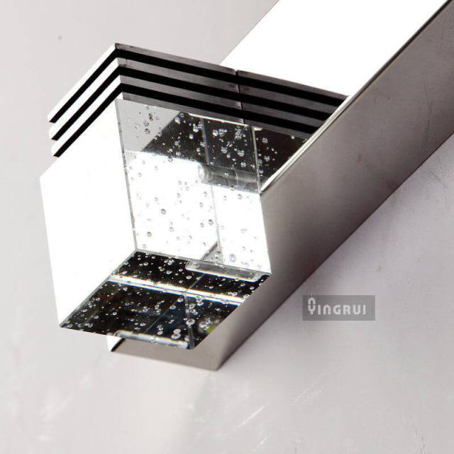 Modern LED Crystal Cube Mirror front Wall Light Indoor Bathroom Polished Chrome Wall Lamp bubble Crystal Washroom Wall Sconces