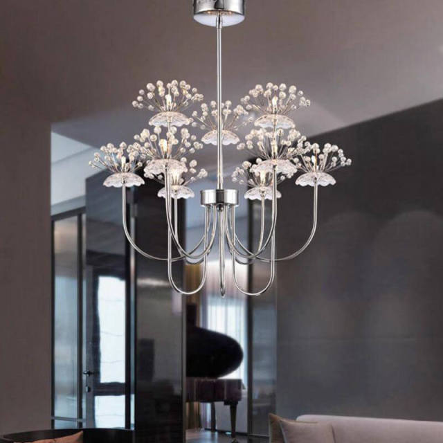 OOVOV Crystal Dandelion Living Room Chandelier Modern Study Room Pendant Lamp Bedroom Pendant Lighting Fixture