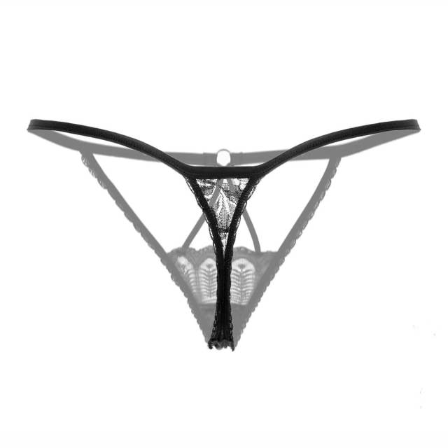 OOVOV Women Hollow Sexy Thong,Transparent Low-waist Lace Elastic Briefs Seamless T-pants Underwear,3 Pieces