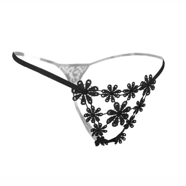 OOVOV 3 Pieces Flower Embroidered Sexy Panties For Women Low Waist Fun Panties Hollow Underwear Underpants Sex Wear Briefs Thong
