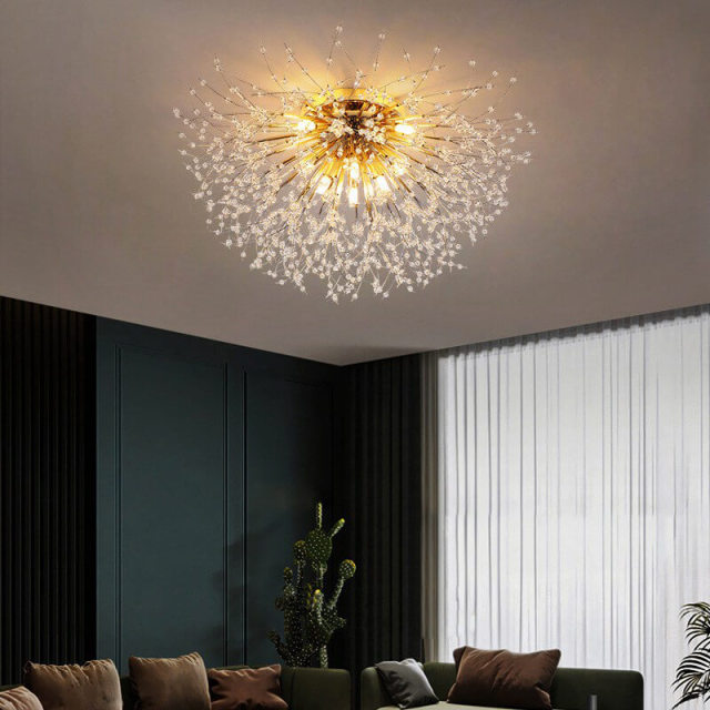 OOVOV Crystal Dandelion Ceiling Lights Modern G9 Crystal Ceiling Lighting Fixtures For Bedroom Kids Room Dining Room Entrance