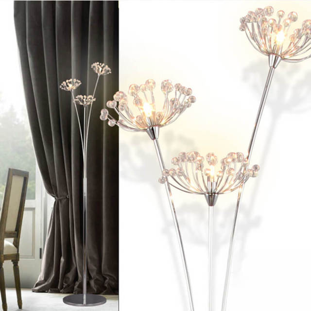 OOVOV Dandelion Crystal Floor Lamp Personality Creative Living Room Bedroom Bedside lamp Stand Up Lamp