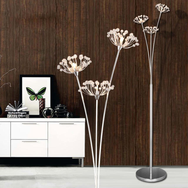 OOVOV Dandelion Crystal Floor Lamp Personality Creative Living Room Bedroom Bedside lamp Stand Up Lamp