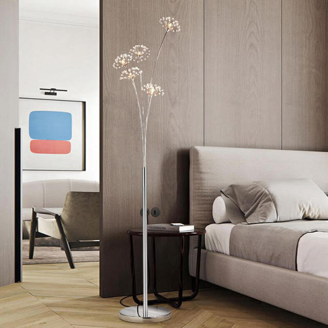 OOVOV Dandelion Crystal Floor Lamp Personality Creative Living Room Bedroom Bedside lamp Stand Up Lamp