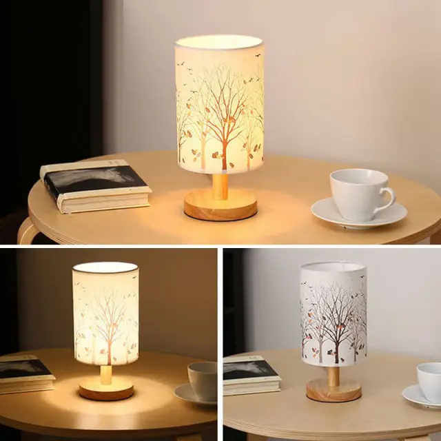 OOVOV Bedroom Bedsides Mini Fabric Desk Lamp Kids Room Baby Room Nightlight Small Table Light H28cm Maple Leaf Dandelion Elk