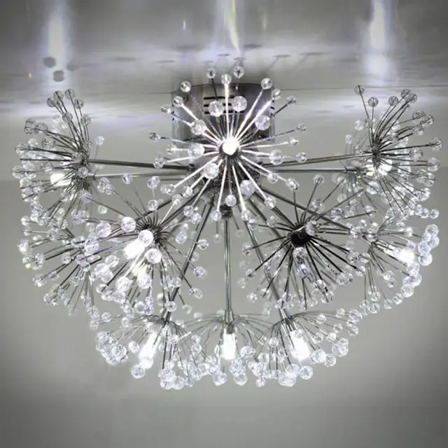 OOVOV Crystal Dandelion Ceiling Lamp Creative Childrens Room Dining Room Balcony Entrance Ceiling Light Fixtures 46cm G4