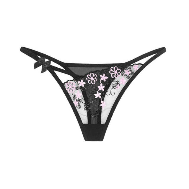 OOVOV Panties for Women Lace Embroidered Low Waist Thong Sexy Hollow Lightweight and Comfortable Girl's Flower Underwaer Briefs