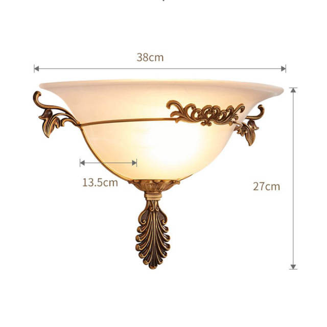 Royal Copper Wall Lamp Vintage Glass Corrider Wall Light European Stair Case Wall Sconce Hallway Garage Storeroom Cup Wall Lighting fixtures