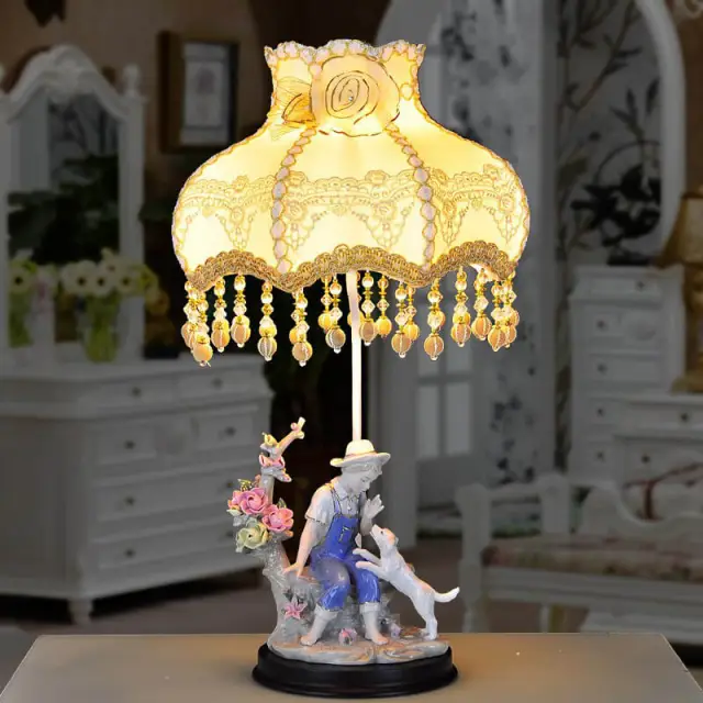 OOVOV Table Lamp For Bedroom Bedside Creative European-style Wedding Room Decoration Table Lamps Princess Retro Gift Ceramic Table Lamp