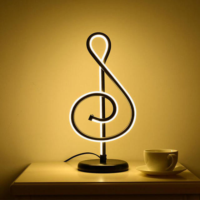 OOVOV LED Bedroom Desk Lights Creative Musical Note Table Lamp for Living Room Study Room With 15W Warm White Light Source