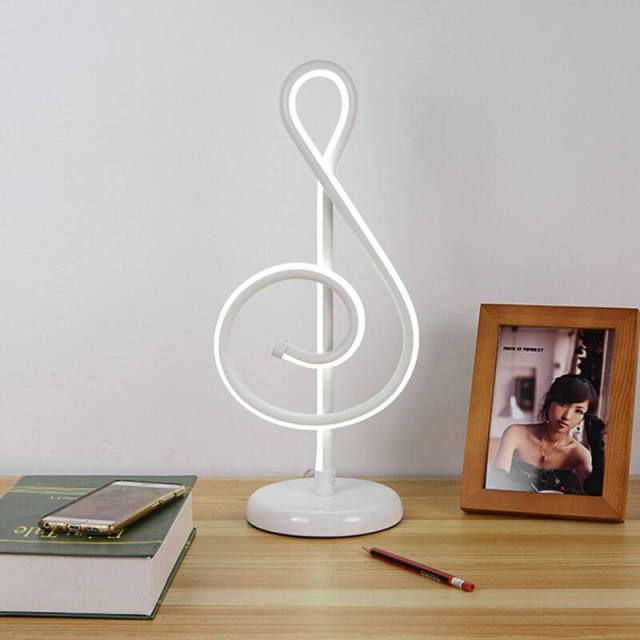 OOVOV LED Bedroom Desk Lights Creative Musical Note Table Lamp for Living Room Study Room With 15W Warm White Light Source