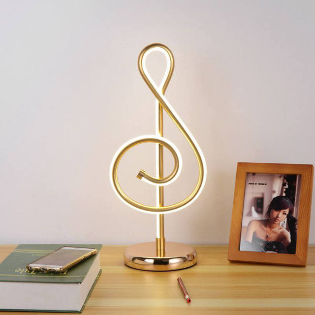 OOVOV LED Bedroom Desk Lights Creative Musical Note Table Lamp for Living Room Study Room With 15W Warm White Light Source