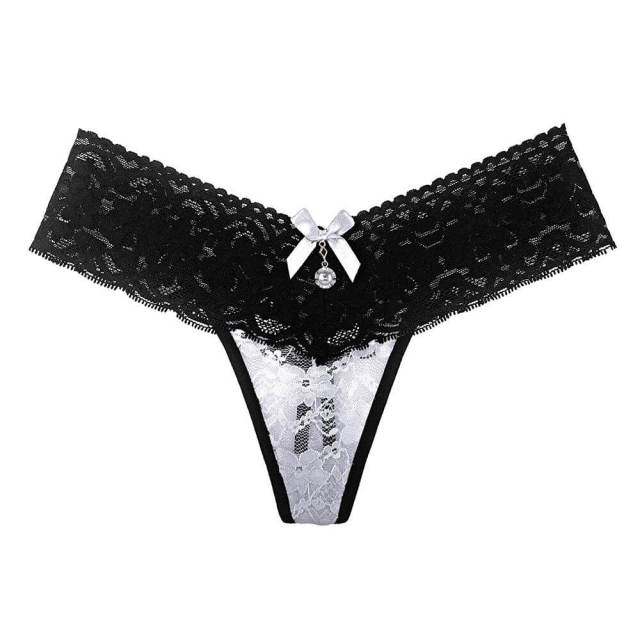 OOVOV Sexy Thong Panties For Women Lace Stitching Hollow Out Erotic Lingerie Briefs Female Sexy Low Waist Underwear