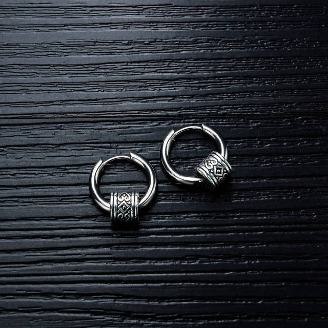 OOVOV Simple Circle Geometric Retro Stud Earrings Men's Jewelry Street Hip Hop Men and Women Stainless Steel Hoop Stud Earrings