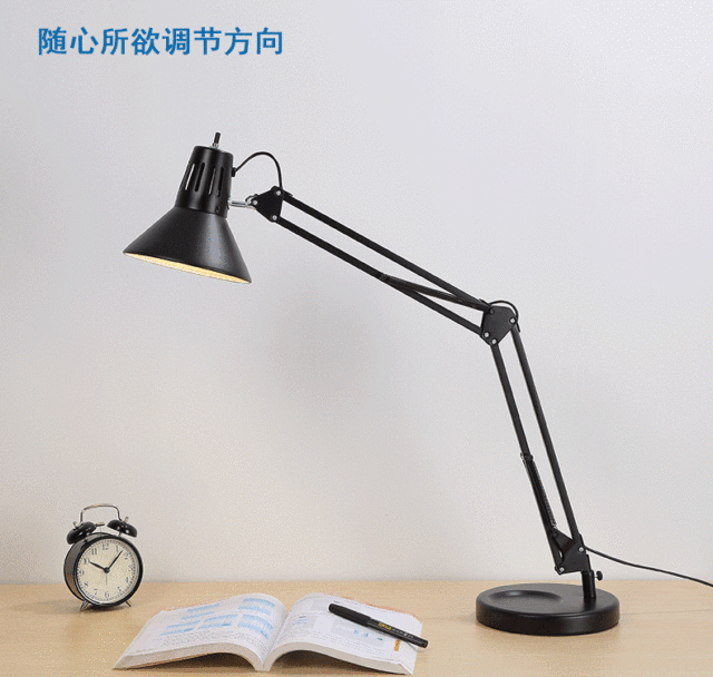 OOVOV Metal Desk Lamp Adjustable Table Lamp with On/Off Switch Swing Arm Desk Lamp with Clamp Eye-Caring Reading Lamp for Bedroom Study Room Office