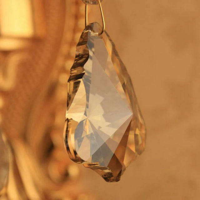 European Gold Carved Alloy Fabric Crystal Corridor Wall Lights Bedroom Bedsides Wall Sconces Candle Style Living Room Wall Light