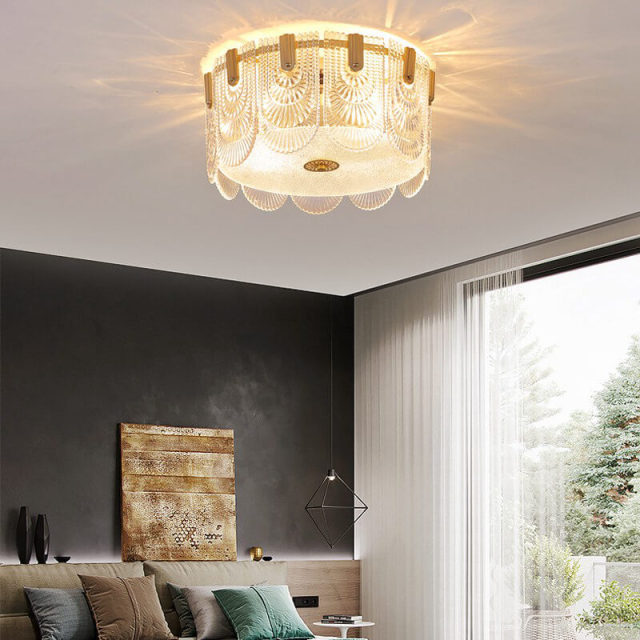 Ceiling lights with Glass Shade Round Semi Flush Mount Ceiling Light