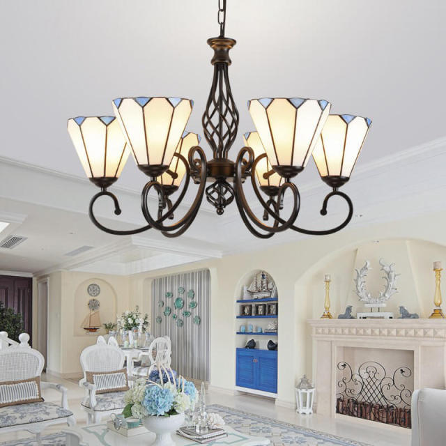 OOVOV European Country Chandeliers Mediterranean Vintage Pendant Light Fixture for Living Room Dining Room Bedroom Foyer