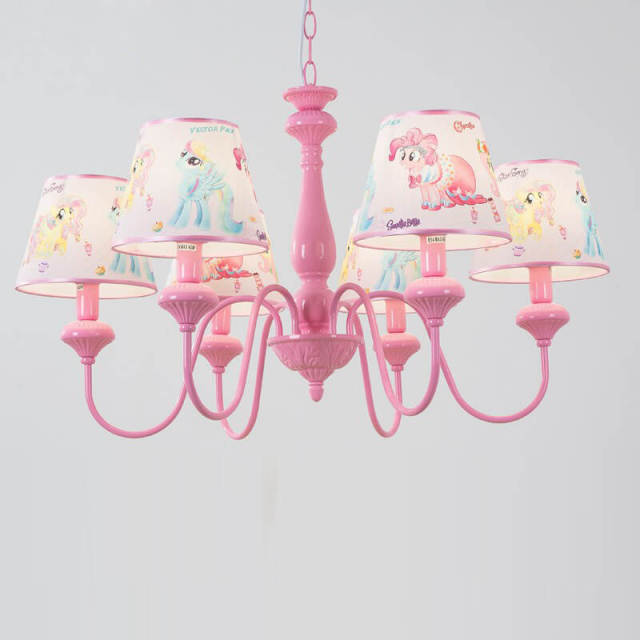 OOVOV Pink Princess Room Chandelier Cartoon Chandelier Lighting Flush Mount Ceiling Light Fixture Pendant Lamp for Girls Room Bedroom Baby Room 5 E14
