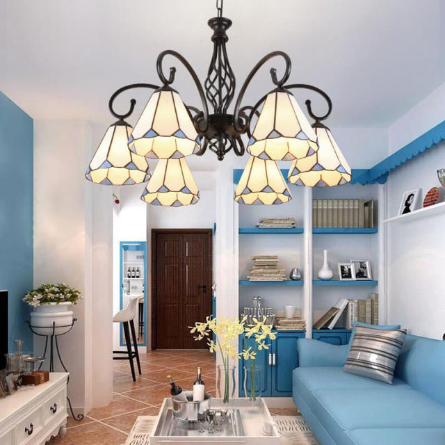 OOVOV European Country Chandeliers Mediterranean Vintage Pendant Light Fixture for Living Room Dining Room Bedroom Foyer