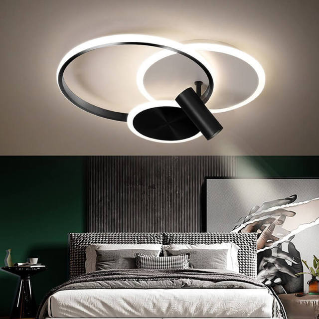 OOVOV LED Ceiling Lights With Spotlight 3 Round Flush Mount Ceiling Lights Modern Iron Surface Mount Chandelier for Bedroom Living Room Dining Room