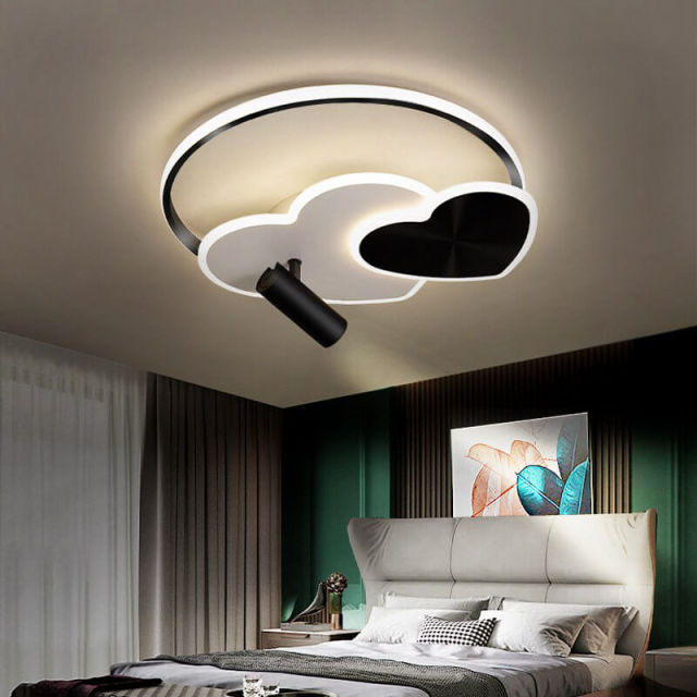 OOVOV Ceiling Light Fixture L40cm Modern Childrens Room Bedroom Led Flush Mount Ceiling Lights Heart Lighting 29W With 5W Spotlight