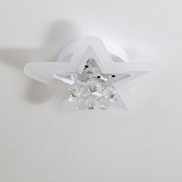 OOVOV LED Crystal Star Flush Mount Ceiling Light Acrylic Surface Mount Ceiling Lights for Bedroom Children Room Boy Girl Room Warm White 15.7 inch