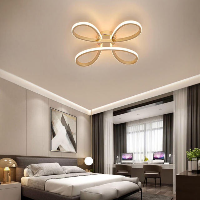 OOVOV LED Ceiling Lamp 40W Modern Close to Ceiling Light Line Flowers Ceiling Chandelier for Living Room Bedroom Study Room Gold