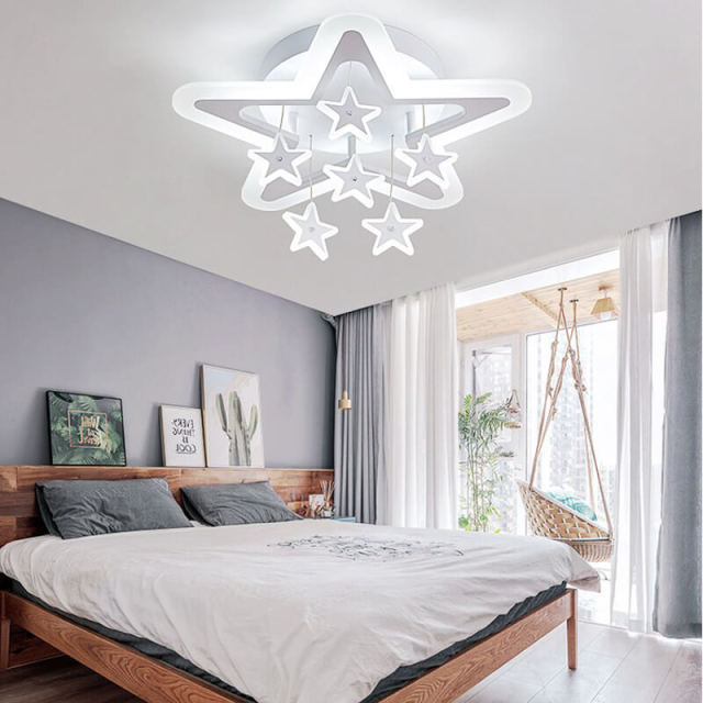 OOVOV LED Star Ceiling Lights Cartoon Acrylic Surface Mount Chandeliers Flush Mount Ceiling Light for Children Room Baby Room Bedroom Warm White