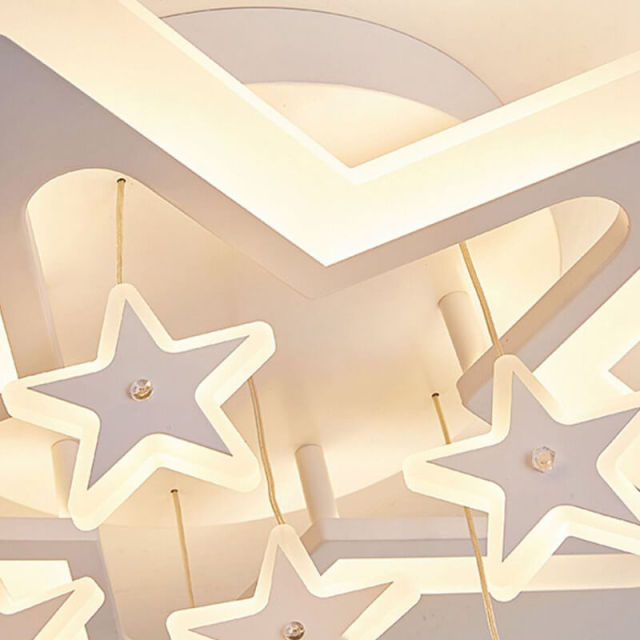 OOVOV LED Star Ceiling Lights Cartoon Acrylic Surface Mount Chandeliers Flush Mount Ceiling Light for Children Room Baby Room Bedroom Warm White