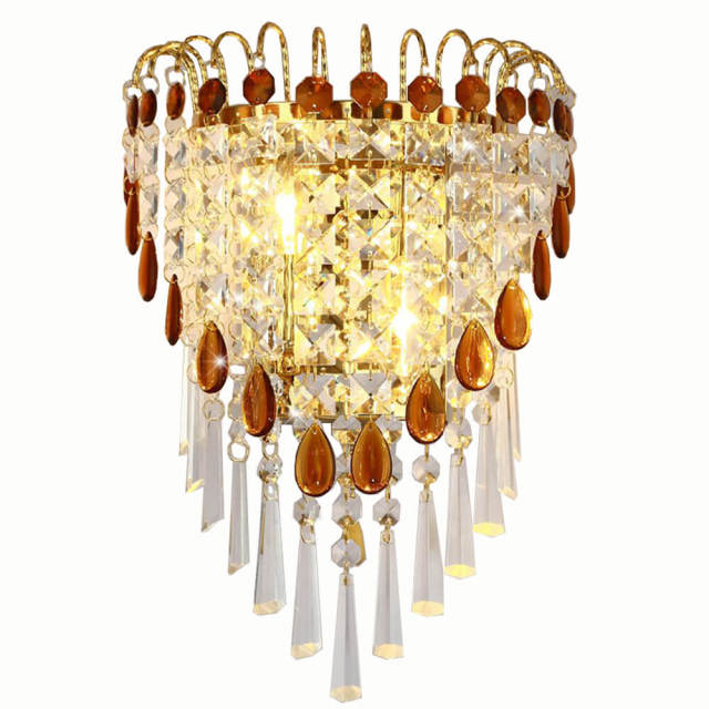 Modern Crystal Drop Bedroom Bedsides Wall Lights Stair Corridor Mirror Front Crystal Wall Sconces Balcony Hallway Wall Lamps