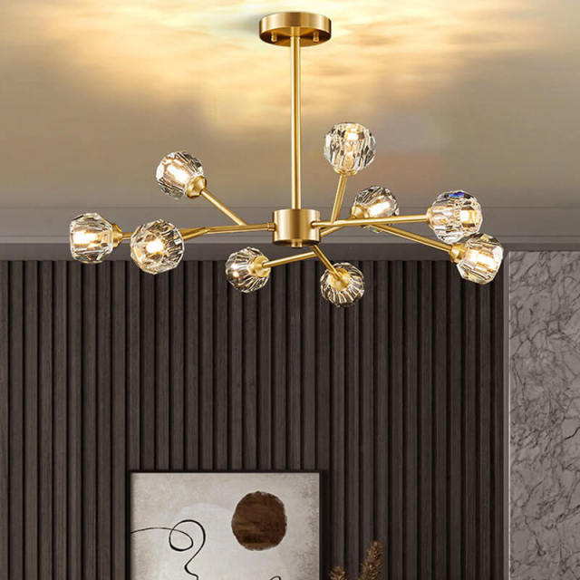 OOVOV Crystal Chandelier Light Gold Chandelier Light Fixture Crystal Pendant Light Modern Chandelier for Bedroom Living room Dining Room G9 Light Base