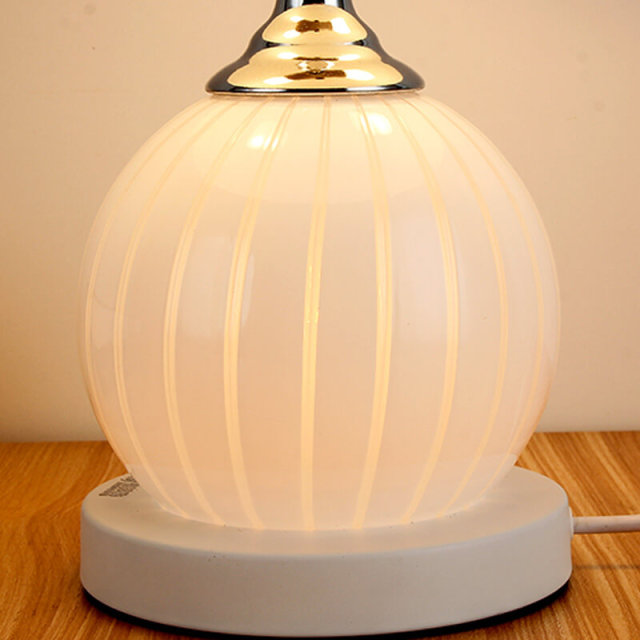 OOVOV Simple Designs Glass Pumpkin Table Lamp with Glass Shade Night Light Base Desk Lamp for Bedroom Study Room Office