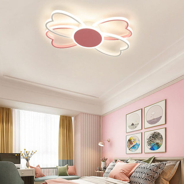 OOVOV LED Children Ceiling Lights Cartoon Eye Protection Light Girls Bow Light Baby Room Bedroom Ceiling Lamp Fixtures