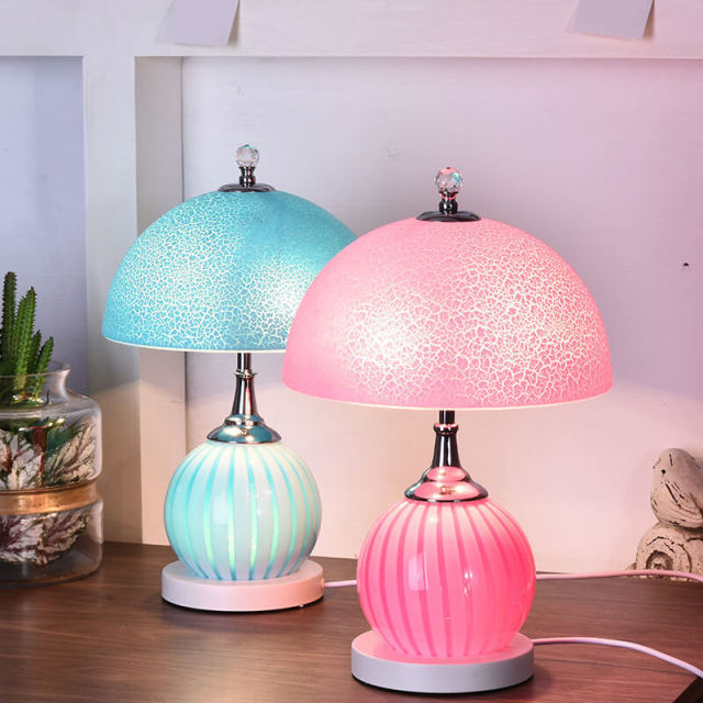 OOVOV Simple Designs Glass Pumpkin Table Lamp with Glass Shade Night Light Base Desk Lamp for Bedroom Study Room Office