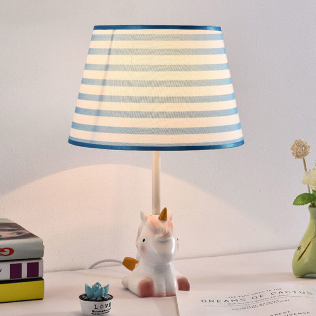 OOVOV Cartoon Children Table Lamp Cute Unicorn Fabric Desk Lamps for Bedroom Bedsides Baby Room E27 Light base