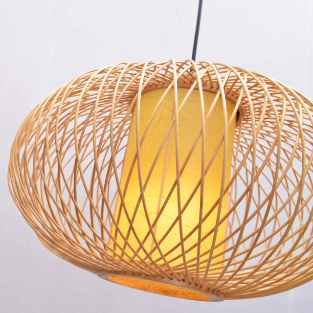 South Asian Hanging Light Bamboo Pumpkin Dining Room Pendant Lamp Japanese Restaurant Pendant Lights Country Rustic Hanging Lamps