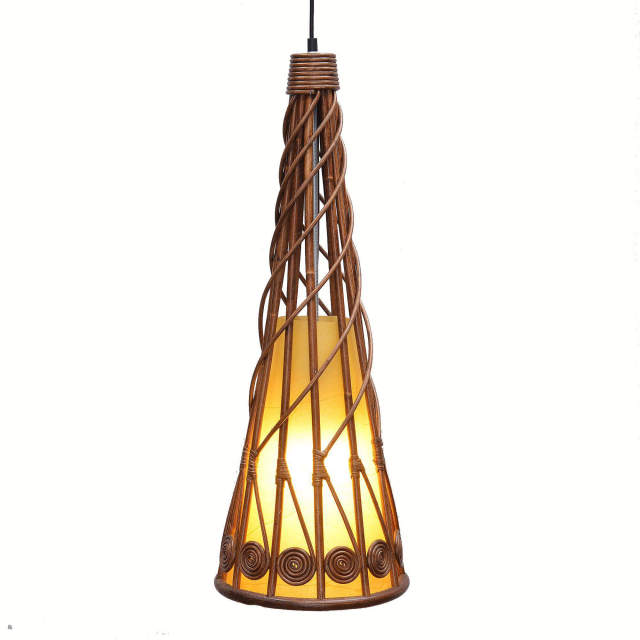 South Asian Rattan Horn Dining Room Pendant Lamp Japanese Restaurant Pendant Lights Country Rustic trumpet Hanging Lamps