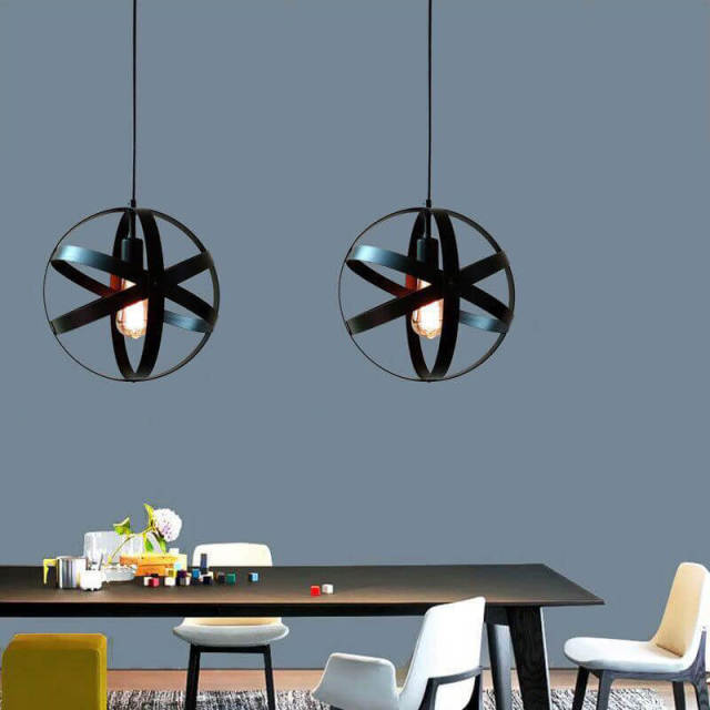 OOVOV Industrial Pendant Light 12 Inch Foldable Globe Retro Pendant Light Fixture with Adjustable Cord For Kitchen Bar Cafe Balcony