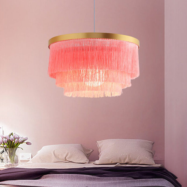 OOVOV Chandeliers With Tassel Nordic 1 Light Decorative Pendant Light Fixtures for Bedroom Restaurant Childrens Room Princess Room 16.5&quot;