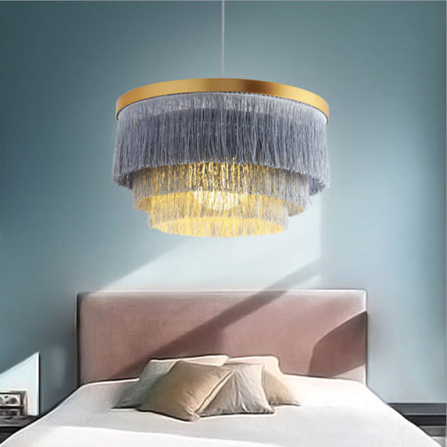 OOVOV Chandeliers With Tassel Nordic 1 Light Decorative Pendant Light Fixtures for Bedroom Restaurant Childrens Room Princess Room 16.5&quot;