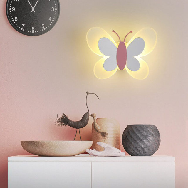 OOVOV LED Butterfly Wall Lamp Creative Cartoon Wall Lights Wall Sconce for Princess Room Baby Room Bedroom Hallway Balcony